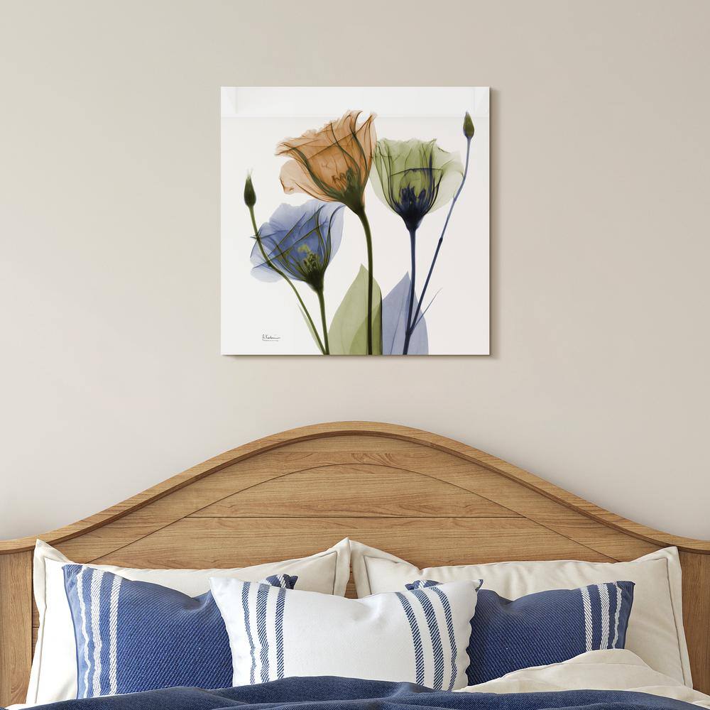 Gentian Buddies Multicolored Tempered Glass Wall Art, 24" x 24"