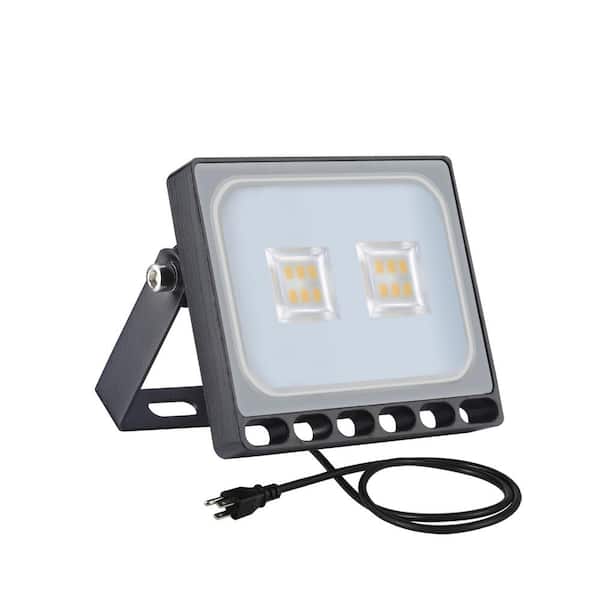 TYCOLIT 10-Watt 120-Degree Black 6th Generation Outdoor LED Ultra-thin Flood Light with Plug