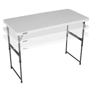 4 ft. One Hand Adjustable Height Fold-in-Half Table; Almond