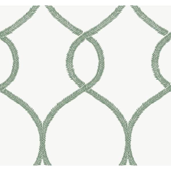 KT2231 Green Laurel Leaf Ogee Wallpaper