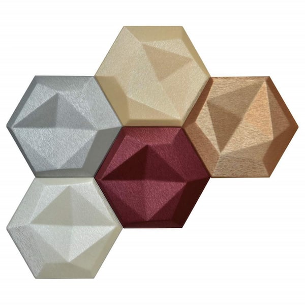 Art3d Multiple Color Faux Leather Tiles 3D Wall Panels Hexagonal Mosaic Wall Tiles Acoustic Panel Soundproofing Tile (20-Pack)