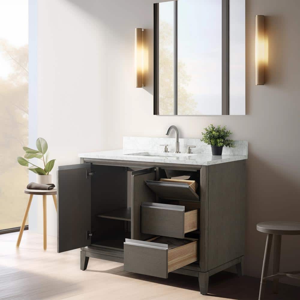 Driftwood Gray 42" Single Sink Bathroom Vanity with Marble Top