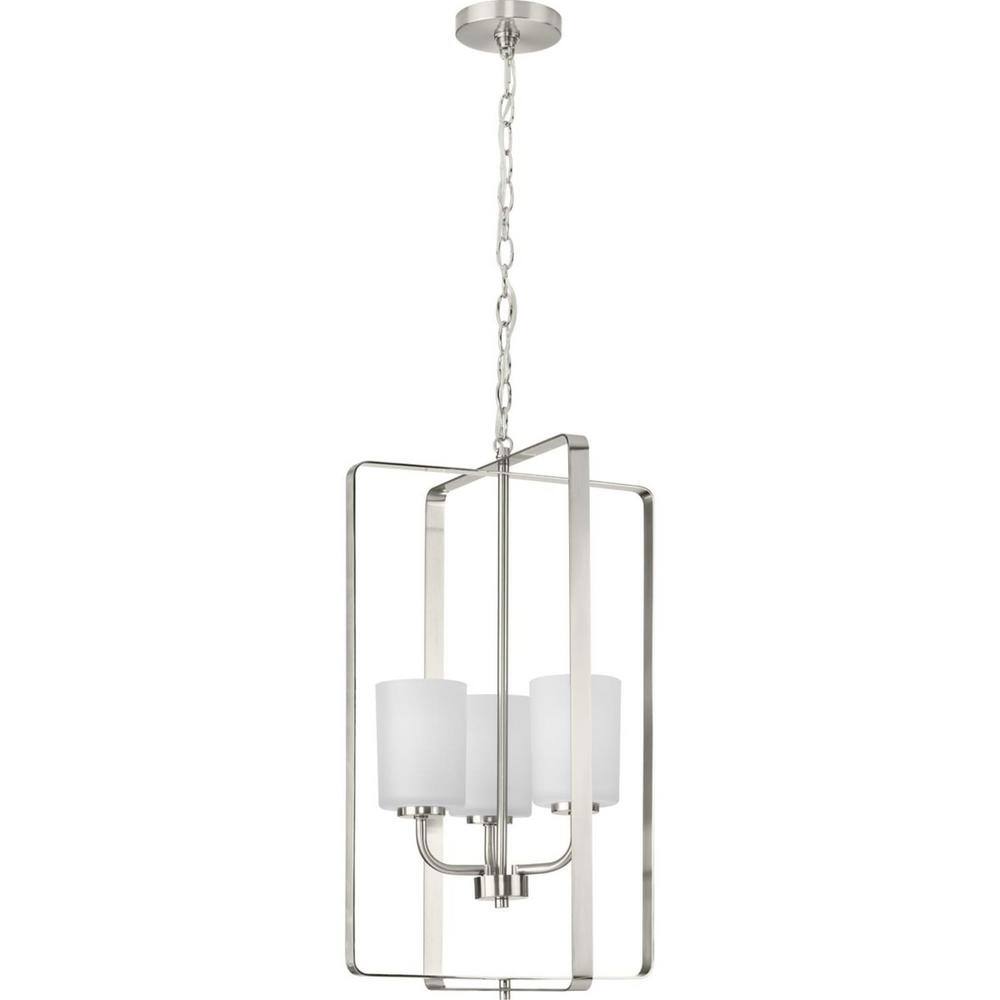 Brushed Nickel Cage 3-Light Foyer Pendant
