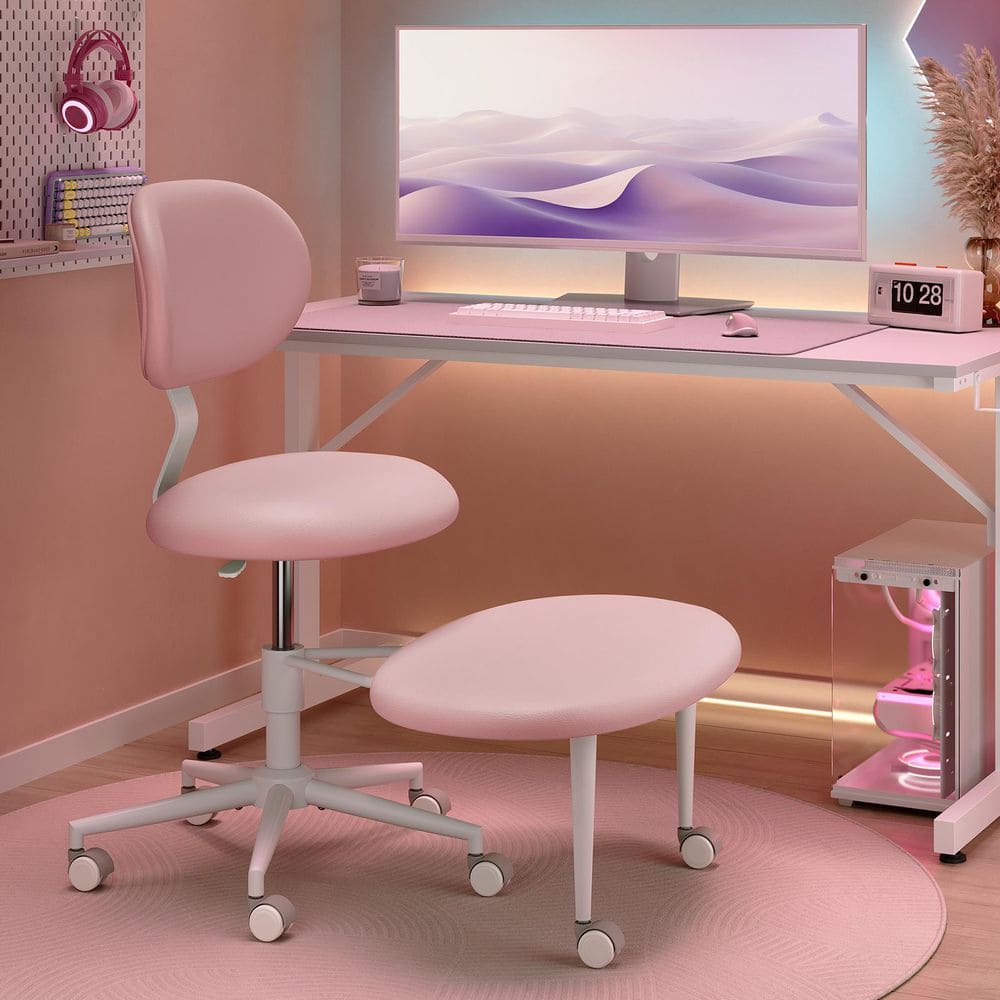 Upholstered Faux Leather Adjustable Height Ergonomic Office Chair with Lumbar Support and Wheels Executive Chair - Thumbnail 5