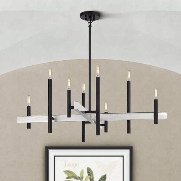 Livex Lighting Denmark 8-Light Black with Brushed Nickel Accents