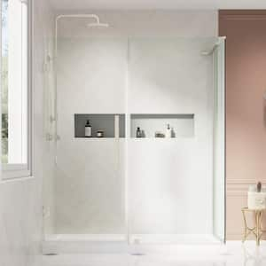 Tampa-Pro 59 1/8 in. W x 72 in. H Rectangular Pivot Frameless Corner Shower Enclosure in Satin Nickel