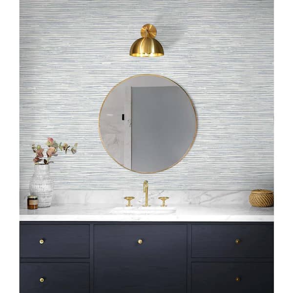 Dove Grey and Bluestone Cyrus Faux Grasscloth Vinyl Peel and Stick Wallpaper Roll (30.75 sq. ft.)