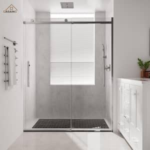 60 in. W x 76 in. H Sliding Frameless Shower Door in Chrome Finish with Soft-closing and 3/8 in.Tempered Clear Glass