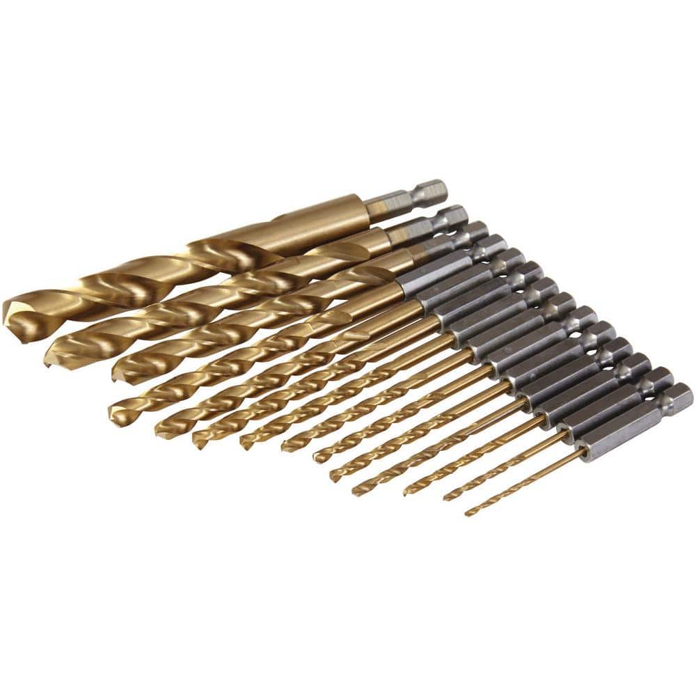 Impact 1/4 in. Hex Shank Gold Titanium Drill Bit Set (14Piece) Best