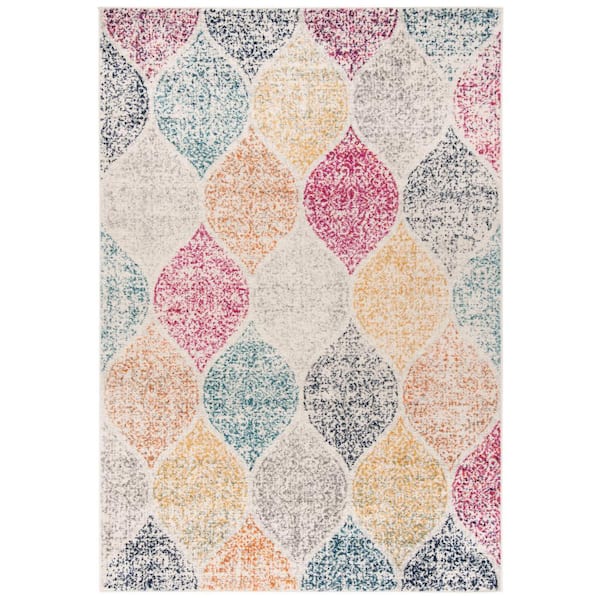 SAFAVIEH Madison Cream/Yellow 7 ft. x 9 ft. Medallion Area Rug