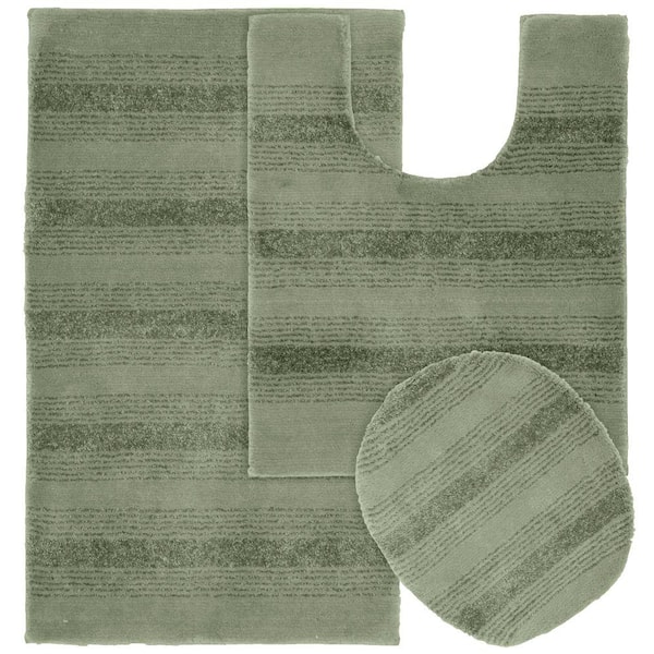 Garland Rug Essence Deep Fern 21 in. x 34 in. Washable Bathroom 3-Piece Rug Set