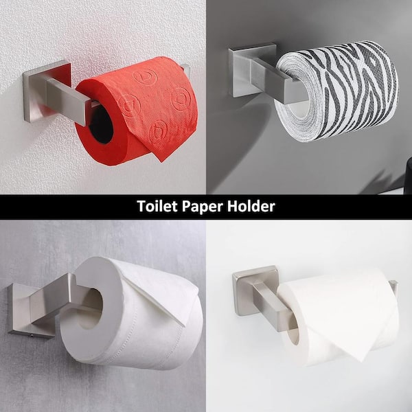 Bathroom Wall-Mount Single Post Toilet Paper Holder Stainless Steel Tissue Roll Holder in Brushed Nickel - 2 Pack