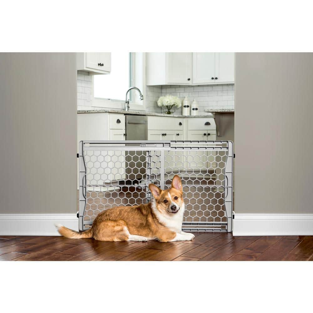 Gray Plastic Expandable Pressure Mounted Pet Gate