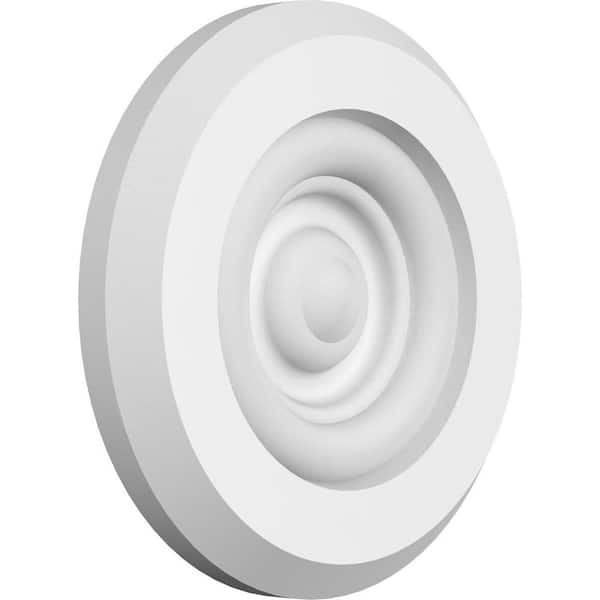 Ekena Millwork 4-in W x 4-in H x-1/2-in P Standard Grayson Bullseye Rosette with Beveled Edge (2-Pack)