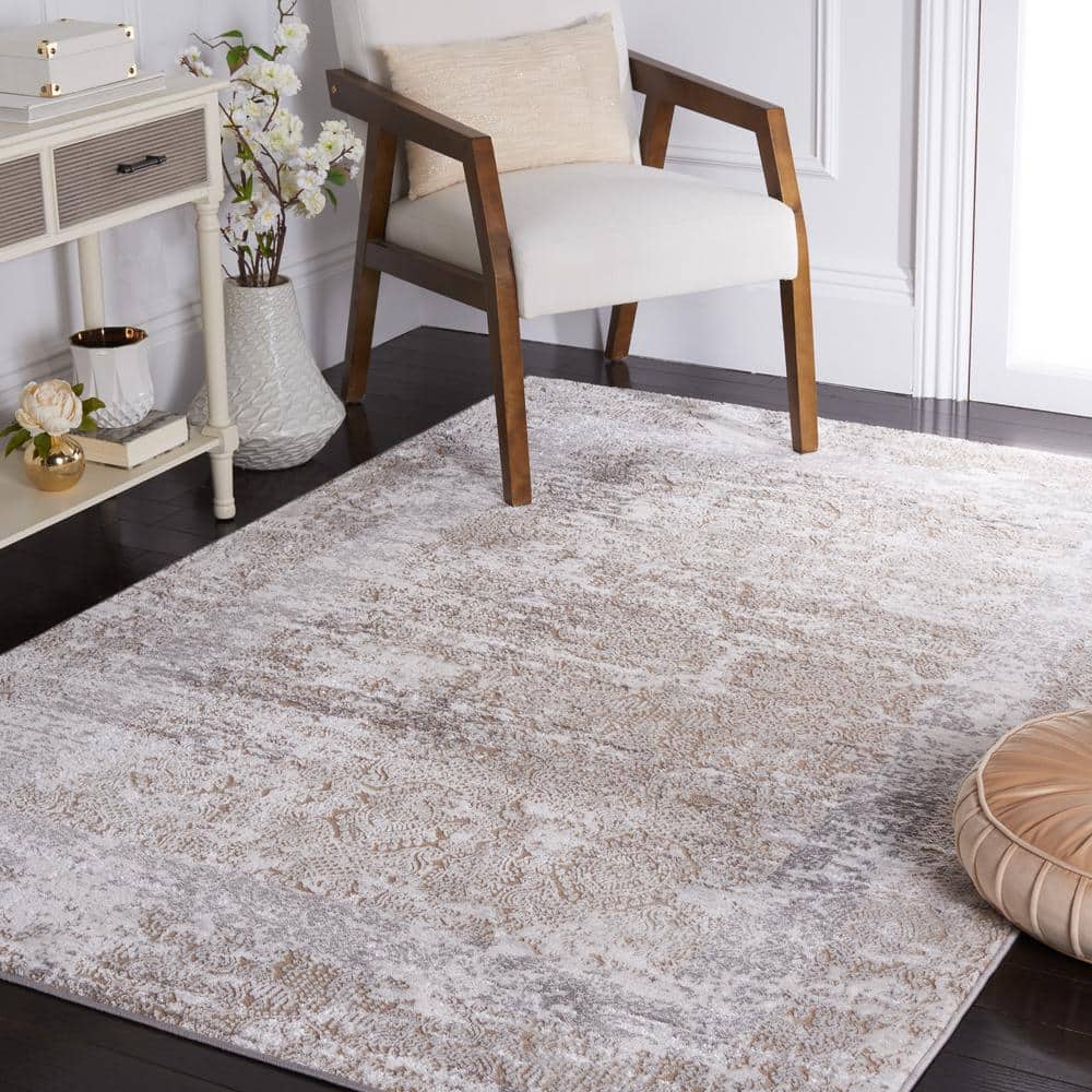 Amelia Abstract Beige & Gray 8' x 10' Synthetic Area Rug