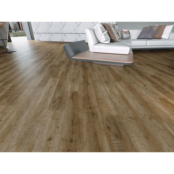 EverLux Basic Aged Hazelnut 20 MIL x 7.08" W x 48" L Waterproof Click Lock Luxury Vinyl Flooring (23.6 sq. ft. /case)