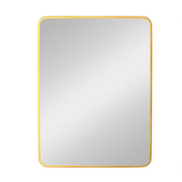 Dimakai 24 in. W x 32 in. H Retangular Framed Floating Bathroom Wall Vanity Mirror in Brushed Gold
