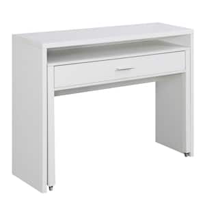 Newport JB 47.25 in. Rectangular White Particle Board 1-Drawer Writing Desk with Sliding Shelf and Riser