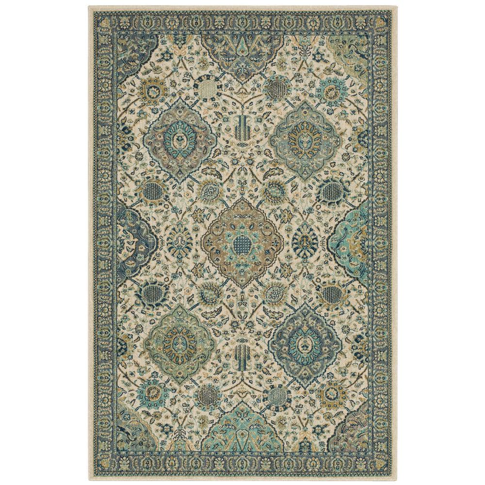 Mohawk Home Studio Salween Blue Woven Area Rug  8 x10   Cream & Blue