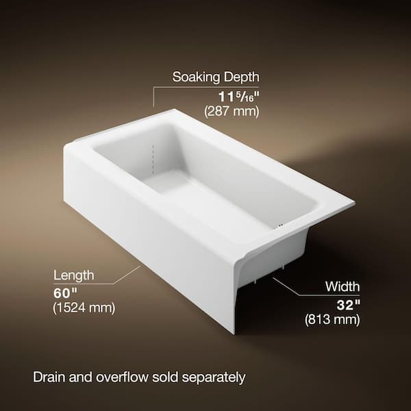 Bellwether 60 in. x 32 in. Alcove Soaking Bathtub with Right-Hand Drain in White