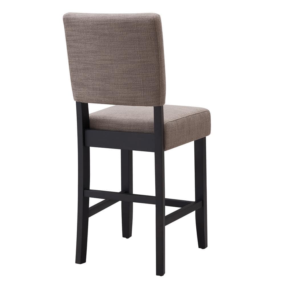 Black and Gray Upholstered Counter Height Stools with Wood Base, Set of 2