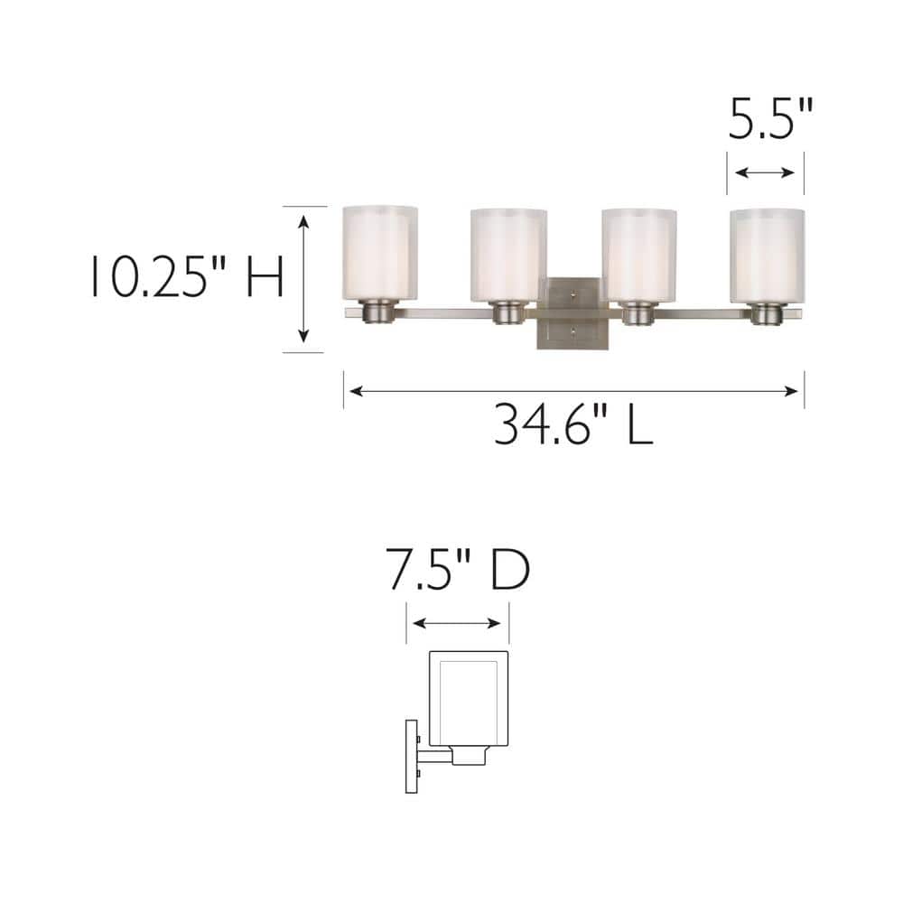 Oslo 34.6" Satin Nickel Energy Star 4-Light LED Vanity