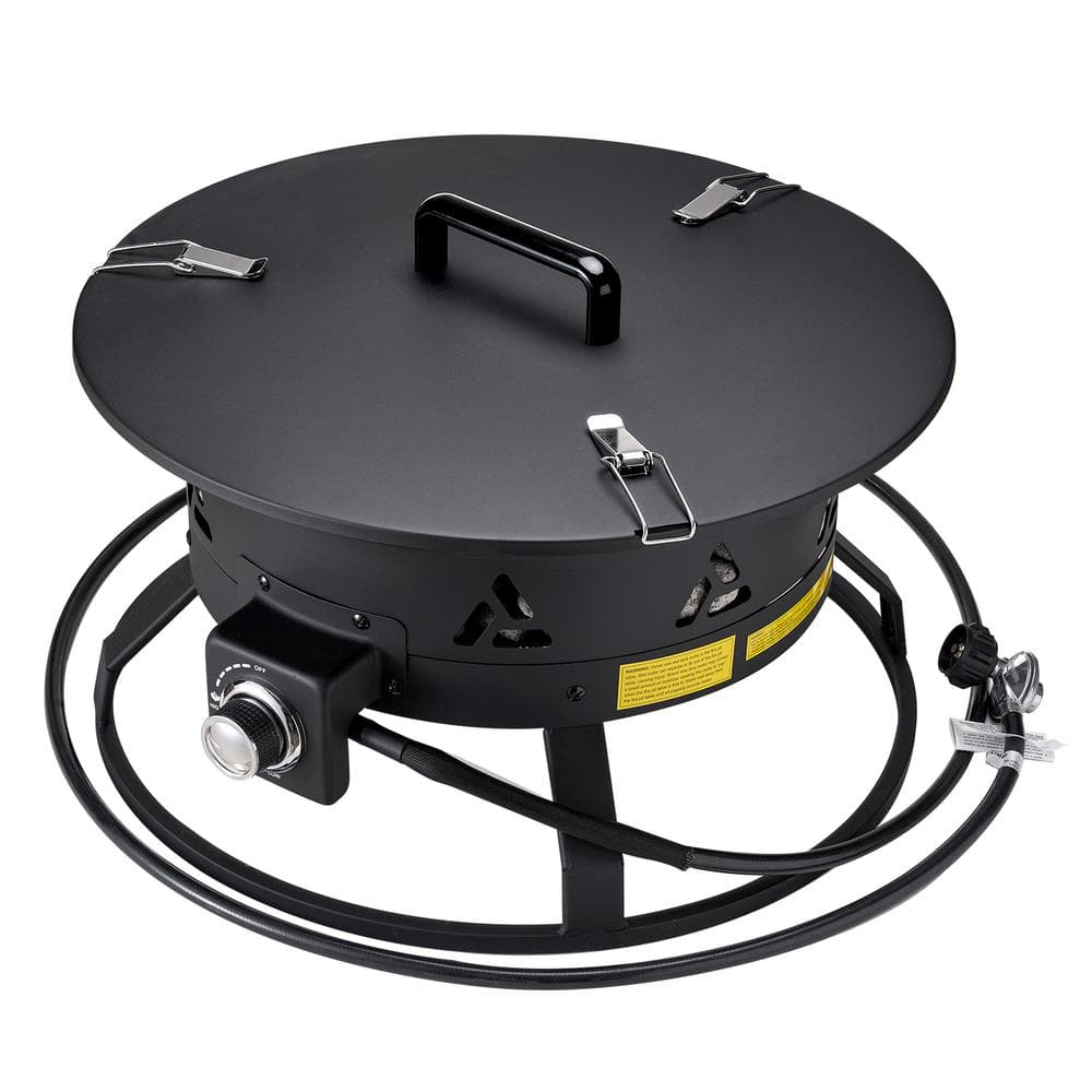 24-Inch Black Portable Gas Fire Pit with Adjustable Flame