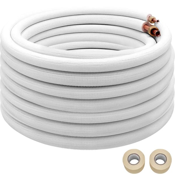 VEVOR Mini Split Copper Line Set 49.2 ft. L 3/8 in. and 5/8 in. OD Copper Pipes for Mini Split Air Conditione for 24000 BTU