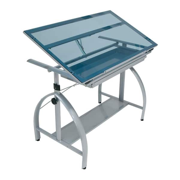 Studio Design Vision Craft Station Drafting Desk, Silver/Blue