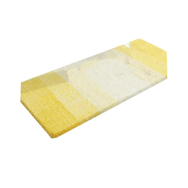 Afoxsos 47 in. x 17 in. Yellow Stripe Microfiber Rectangular Shaggy Bath Rugs