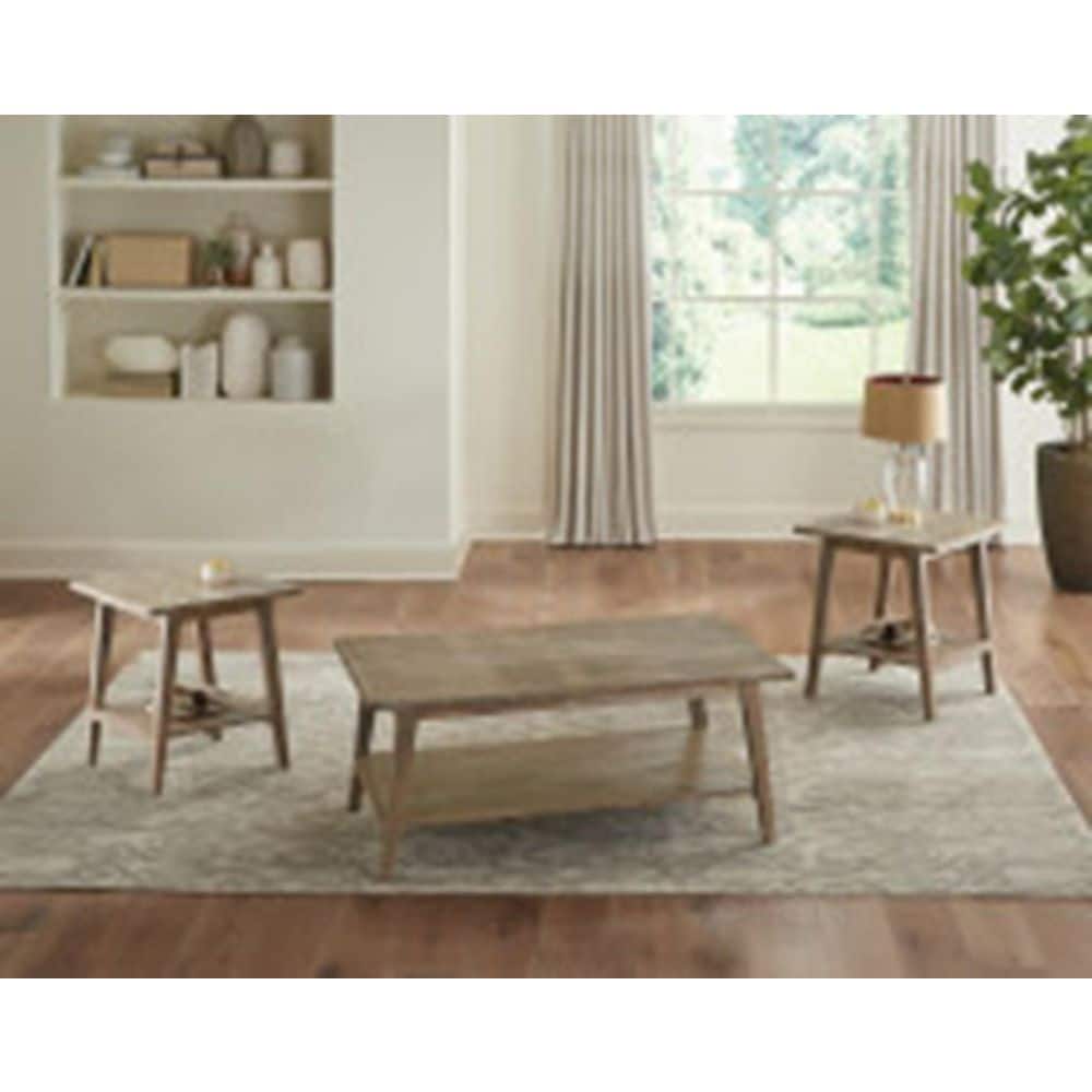 Milani 47 in. Brown Wood Rectangle Coffee Table and 2 End Tables