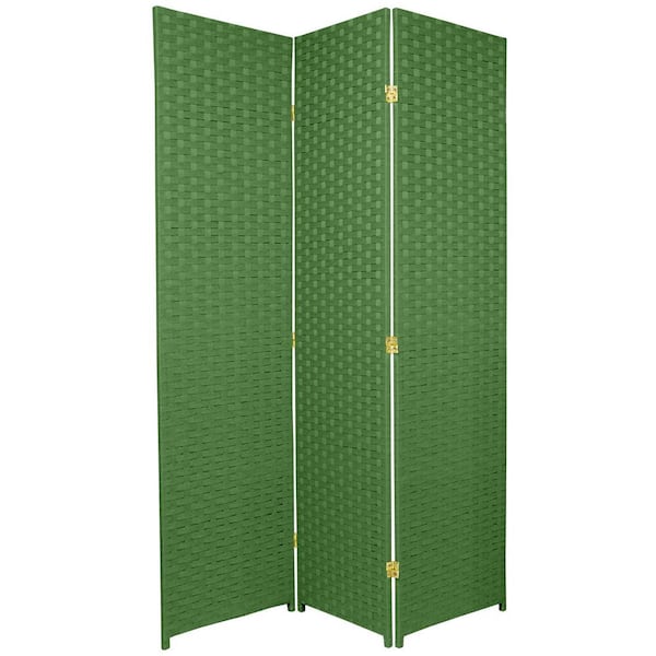 Oriental Furniture 6 ft. Light Green 3-Panel Room Divider SSFIBER-3P ...