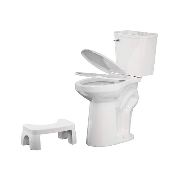 21-in 2-Piece 1. 28GPF Single Flush Elongated Comfort Toilet with Custom Stool, Suitable for The Whole Family in White