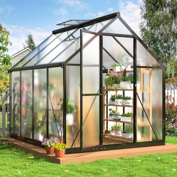 VIWAT 6 ft. W x 7 ft. D Greenhouse for Outdoors, Polycarbonate ...