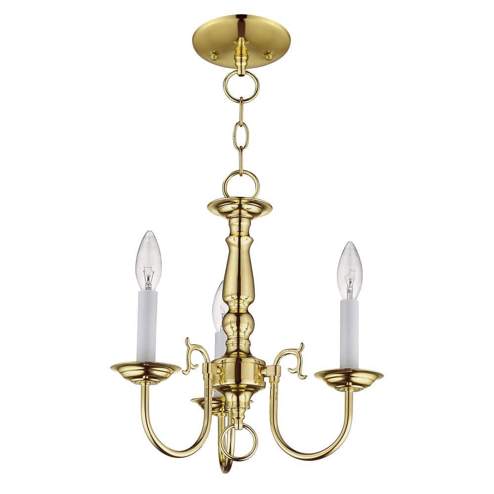 Elegant Williamsburgh Polished Brass Mini 3-Light Chandelier