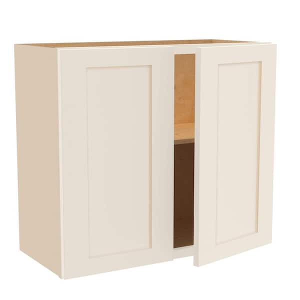 Home Decorators Collection Newport 27 in. W x 12 in. D x 24 in. H Assembled Plywood Wall Bridge Kitchen Cabinet in Blended Cream with Soft Close