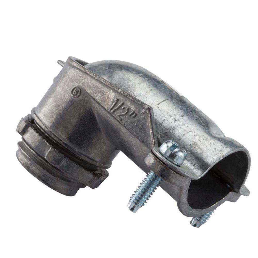 Halex 3 8 In 90 Degree Flexible Metal Conduit FMC Connector 91100 