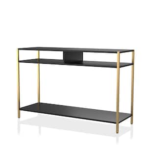 Huntz 47.75 in. Black and Gold Coating Rectangle Wood Console Table