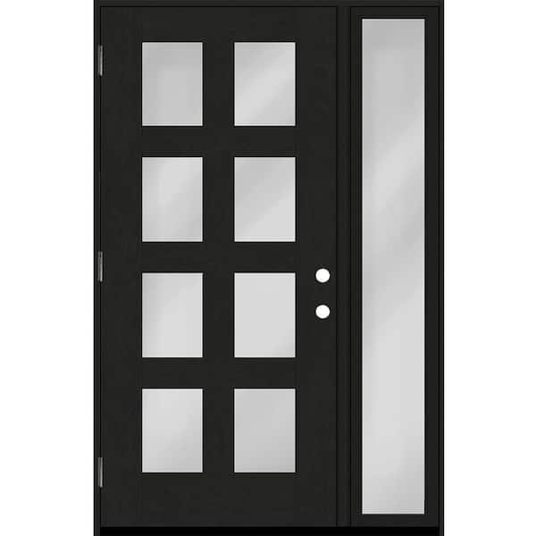 Regency 55 in. x 80 in. 8L Modern Clear Glass RHOS Onyx Stain Fiberglass Prehung Front Door with Clear 16 in. SL 4-9/16