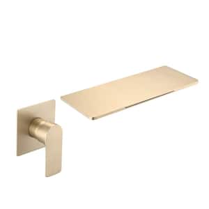 Single-Handle Wide Waterfall Wall Mounted Bathroom Faucet, Roman/Garden Bathtub Faucet in Brushed Gold
