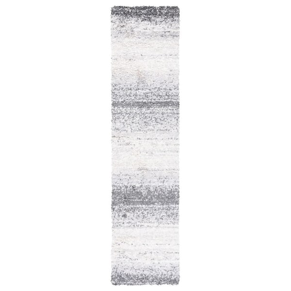 Berber Shag 2 ft. x 9 ft. Gray/Charcoal Gradient Modern Runner Rug