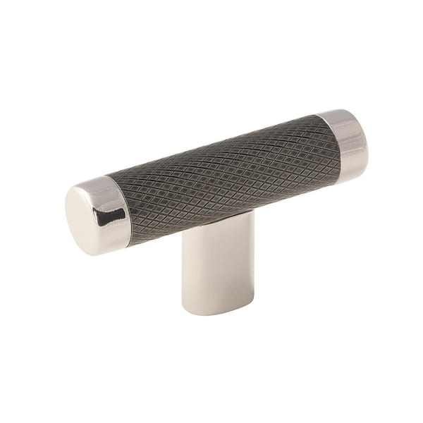 Esquire 2 5/8 in. L  67 mm  Polished Nickel/Gunmetal T Shaped Cabinet Knobs (25-Pack)