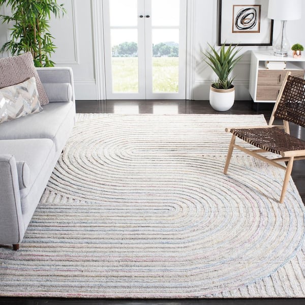 Southampton 8 ft. x 10 ft. Pink/Blue Meander Striped Area Rug