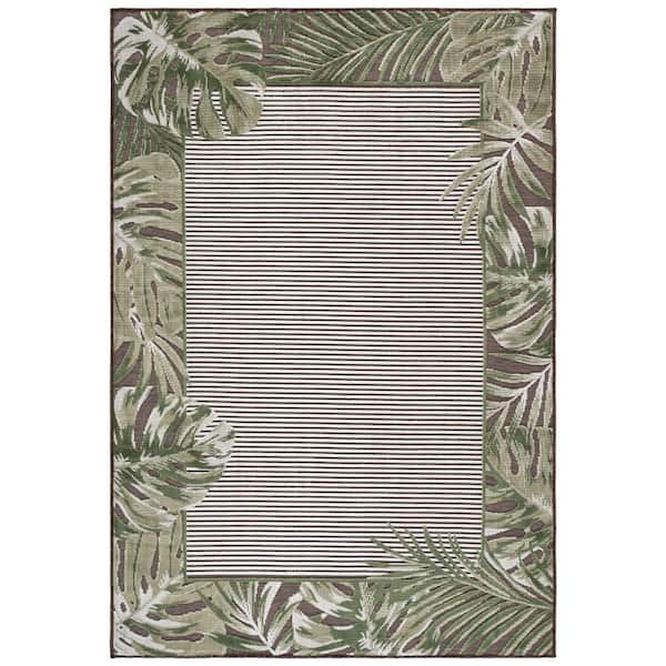 Cabana 4 x 6 Brown/Green Leaf Area Rug