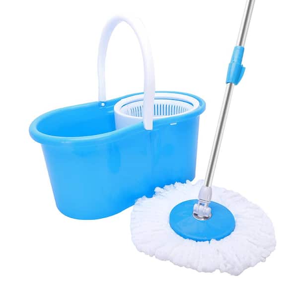 Karl home Microfiber Spin Mop String with Bucket Mop Kit Blue
