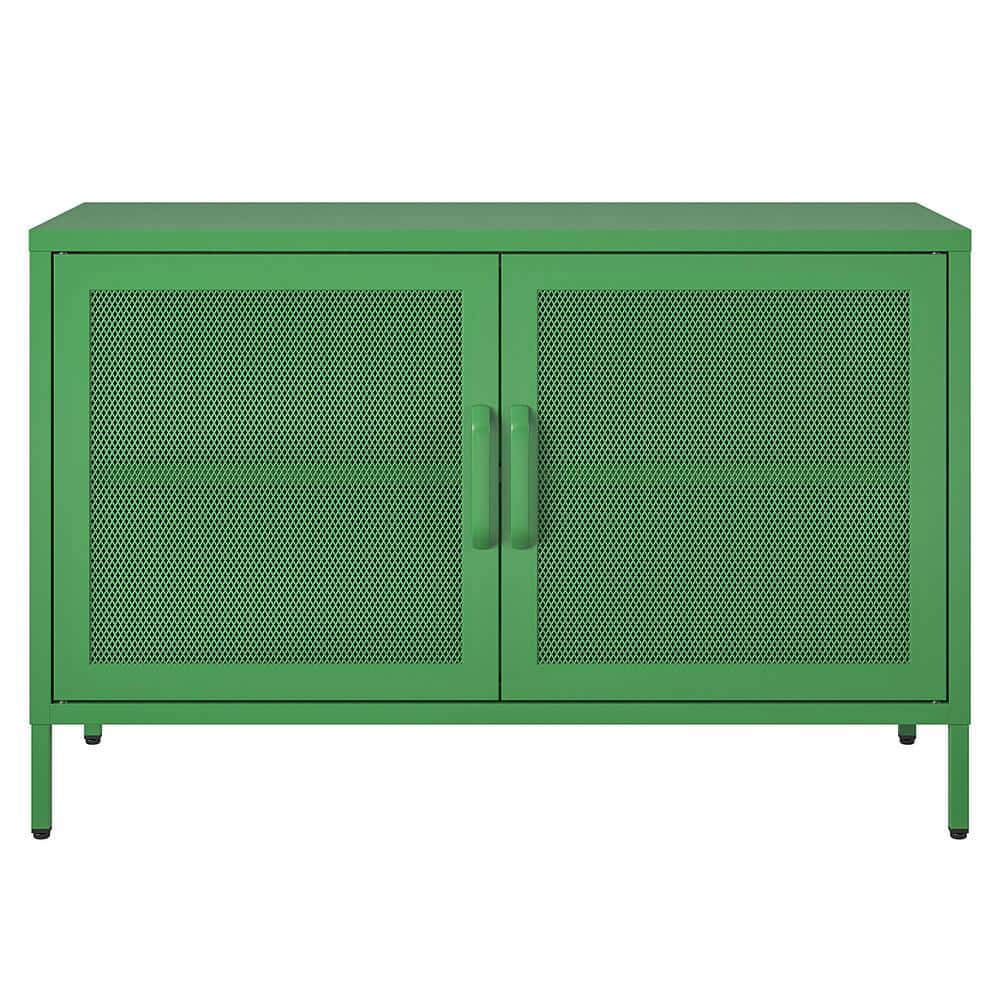 Kelly Green Metal 2 Door Storage Cabinet with Mesh Doors