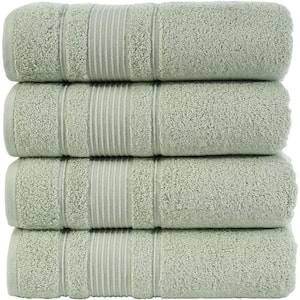 4-Piece Set Premium Quality Bath Towels for Bathroom, Quick Dry Soft and Absorbent 100% Cotton, Green