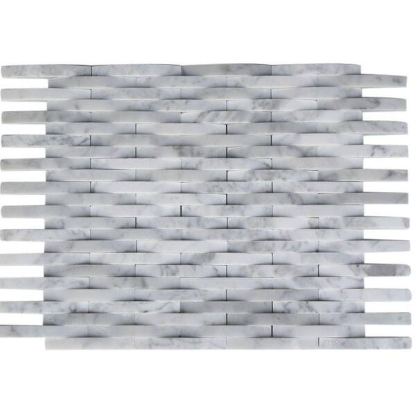 Ivy Hill Tile 3D Reflex White Carrera 9 in. x 11.5 in. x 8 mm Marble Mosaic Wall Tile
