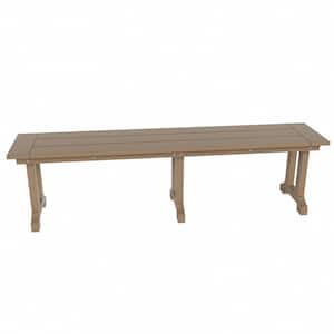 Hayes 65 in. Backless HDPE Plastic Trestle Outdoor Dining 2-Person Patio Garden Bench in Weathered Wood