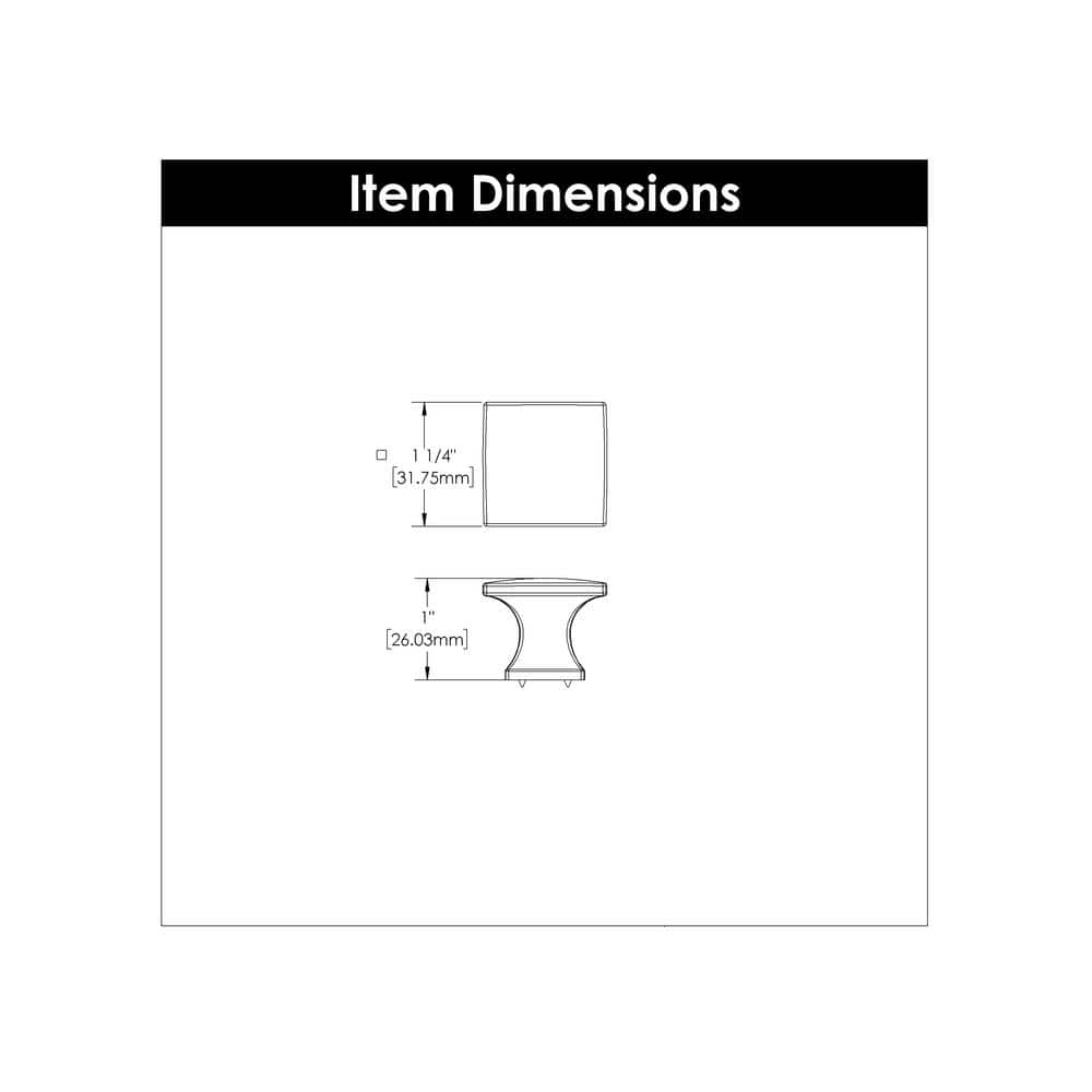 Satin Nickel Square Cabinet Knob 1-1/4 Inch 10-Pack